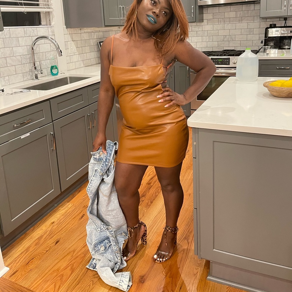 Short leather dress